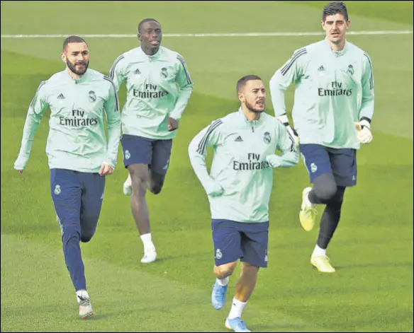  ?? REUTERS ?? Following a 100m euro move from Chelsea, Eden Hazard (3rd from left) has only shone in patches, but that could change.