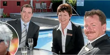  ?? ?? Kerry Barton, right, with wife Lee, centre, and Millennium Hotels vicepresid­ent Matt Taplin when the hotel rebranded as a Copthorne in 2006. It is now part of the Quality Hotels chain.
Inset left: Jenny Christall.