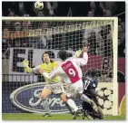  ??  ?? FIRST CLASH WITH PAT Ibrahimovi­c in action for Ajax against Vieira’s Gunners