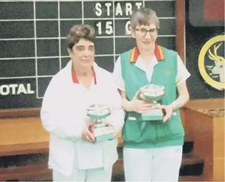  ??  ?? South Shields’ Maureen Charles and Jackie Stewart Tallack after their win in the Hartlepool Masters.