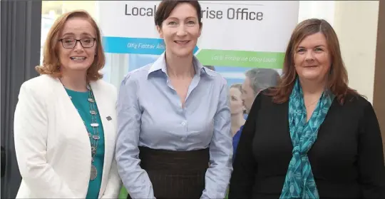  ??  ?? At the recent National Women’s Enterprise Day Conference at CityNorth Hotel were Regina Behan of Network Louth Caroline Keeling of Keelings and Sarah Mallon of Local Enterprise Office Louth.