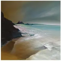  ??  ?? Christophe­r Prosser Light On The Horizon, Broadhaven Pembrokesh­ire, acrylic on box canvas, 18318in (46346cm)