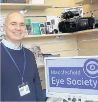  ??  ?? Alan Chappell in MES Resource Centre - Charity Manager of Macclesfie­ld Eye Society