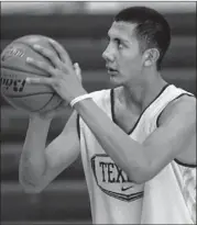  ??  ?? Aaron Gutierrez, a 6-foot-5 sophomore guard, had 57 points and 35 rebounds in Texline’s two regional tournament victories.