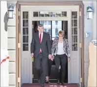  ??  ?? Nova Scotia Premier Stephen McNeil, left, and his wife Andre leave Government House after asking the lieutenant governor to dissolve the house in order to call a provincial election in Halifax on Sunday.