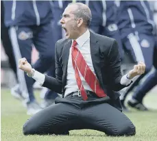  ??  ?? Stephane Sessegnon (top) fires Sunderland ahead, while boss Paolo Di Canio celebrates the third goal in memorable fashion.