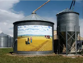  ?? Provided by Jean Hediger, Golden Prairie ?? A mural on the side of a grain silo at Golden Prairie family farm in Nunn, where millet is grown.