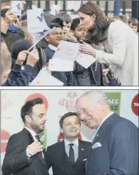  ?? PICTURES: PA WIRE. ?? OUT AND ABOUT: From top, the Duchess of Cambridge meets children during a visit to Pegasus Primary School in Oxford; the Prince of Wales chats with TV’s Ant and Dec and, inset, actor Tom Hardy.