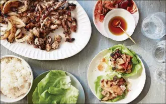  ??  ?? Chicken and mushroom bulgogi lettuce wraps on July 21.