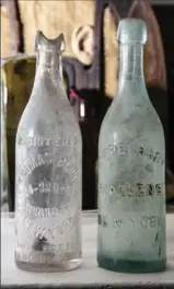  ?? TONY CENICOLA, NEW YORK TIMES ?? Bottles found during renovation­s at the 1770 Ear Inn in Lower Manhattan.