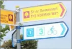  ??  ?? A sign for the Norman Way which runs from Rosslare to New Ross (left).