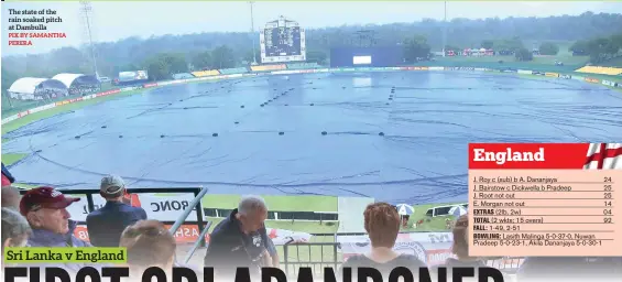  ?? PIX BY SAMANTHA PERERA ?? The state of the rain soaked pitch at Dambulla