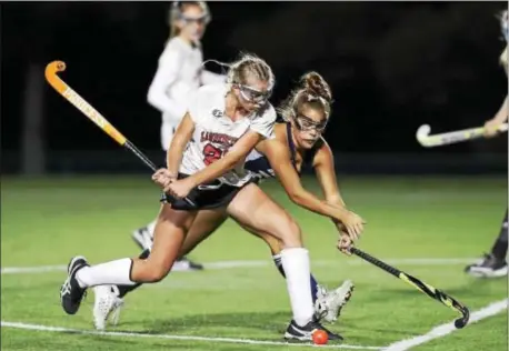  ?? JOHN BLAINE — FOR THE TRENTONIAN ?? Lawrencevi­lle’s Tess Maloney had 17 goals and 16 assists for the Mercer County Tournament champion Big Red.