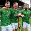  ??  ?? GLORY (from left): Barry Nash, Tom Morrissey and Cian Lynch celebrate