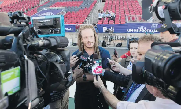  ?? MARK BLINCH/CP ?? If six players, including Bear Woods, emerge as starters, half of Toronto’s defence will feature the dreadlocks look.