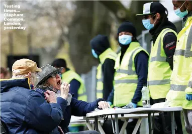  ??  ?? Testing times... Clapham Common, London, yesterday