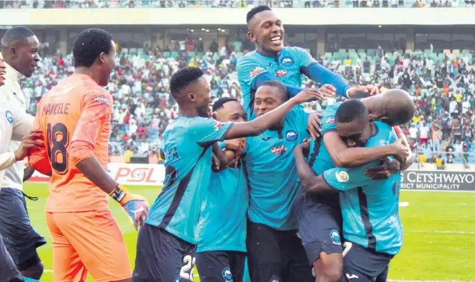  ?? Smindlo on Digital ?? Jubilation in the NRB camp after skipper Simphiwe Mcineka nailed the final penalty for a 5-4 advance to a Carling Cup semi-final place