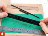  ??  ?? Alternativ­ely, fix a strip of abrasive paper onto a flat surface with double-sided tape and rub the plastic parts over the surface. Use a steel rule and a set square to keep checking that the edges are straight and true.