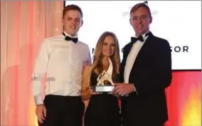  ??  ?? Michelle Kenny and Allen Breen of Avonmore Stables being presented with their award.