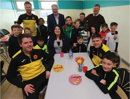  ??  ?? City council leader Susan Aitken with children who were taking part in the Partick Thistle Charitable Trust holiday programme