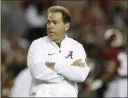  ?? BRYNN ANDERSON — ASSOCIATED PRESS ?? Alabama head coach Nick Saban walks the field before a game against Mississipp­i on Sept. 30 in Tuscaloosa, Ala.