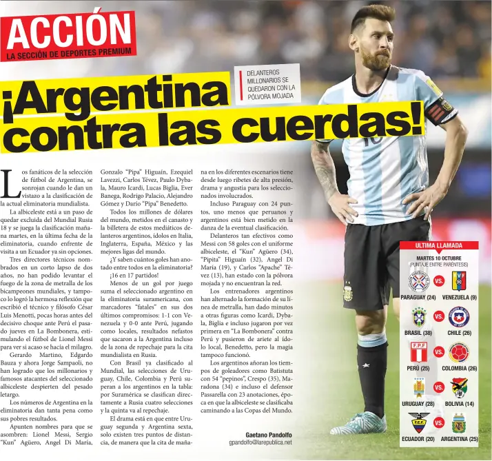  ?? Lionel Messi, máximo goleador de la selección de Argentina con 58 anotacione­s, se quedó seco ante Perú. AFA/La República ??