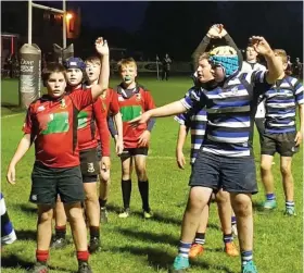  ??  ?? Clockwise from above: Crosshaven RFC’s first team; The U-13s team in action against Midleton; The J1s after winning the O’Neill Cup earlier this year