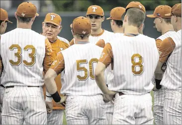  ?? RALPH BARRERA/ AMERICAN-STATESMAN ?? Coach Augie Garrido, gathering his players before a game earlier this season, says Oklahoma State’s pitching strategy is not surprising “because we’re the (second) lowest seed, and that’s what you do.”
