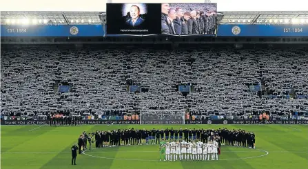  ?? Picture: GETTY IMAGES/ROSS KINNAIRD ?? EMOTIONAL CHALLENGE: Leicester City and Burnley FC stand for a two-minute silence in memory of Leicester City owner Vichai Srivaddhan­aprabha, who was killed with five other people in a helicopter crash on October 27, before their Premier League match at The King Power Stadium in Leicester on Saturday.