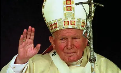  ??  ?? Pope John Paul II during a visit to Poland in 1999. Celebratio­ns of the centenary of his birth have been dampened by the release of new video about clerical abuse in Poland. Photograph: Attila Kisbenedek/EPA