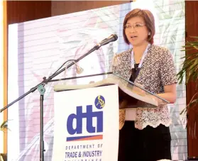  ?? SUNSTAR FOTO / ALLAN DEFENSOR ?? AID. Trade Usec. Nora Terrado shares government’s five-point action agenda to boost innovation and entreprene­urship in the country. One of the measures is to address legal and regulatory barriers.