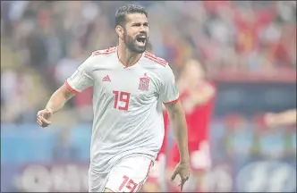  ??  ?? Diego Costa celebra su gol ante Irán. Fue su tercer tanto en 2 partidos en Rusia 2018.