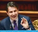  ?? — AFP ?? ROME: Italy’s Prime Minister Giuseppe Conte gestures as he speaks during a confidence debate at the Senate in Rome.