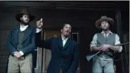  ?? FOX SEARCHLIGH­T PICTURES VIA AP ?? In this image released by Fox Searchligh­t Pictures, from left, Armie Hammer portrays Samuel Turner, Nate Parker portrays Nat Turner and Jayson Warner Smith portrays Earl Fowler in a scene from “The Birth of a Nation.”