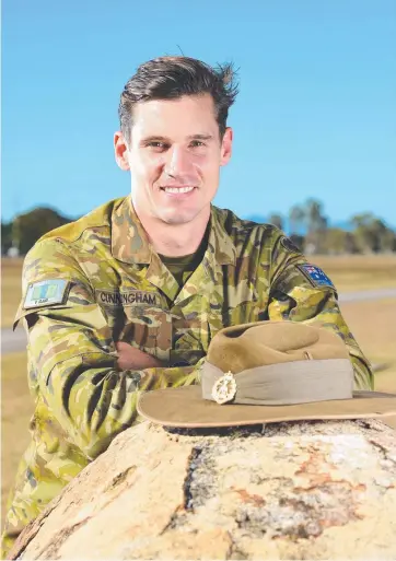  ??  ?? HONOUR: Former Trinity Anglican School student Corporal James Cunningham from 1RAR was among award recipients in the Queen’s Birthday 2018 Honours. Picture: ZAK SIMMONDS