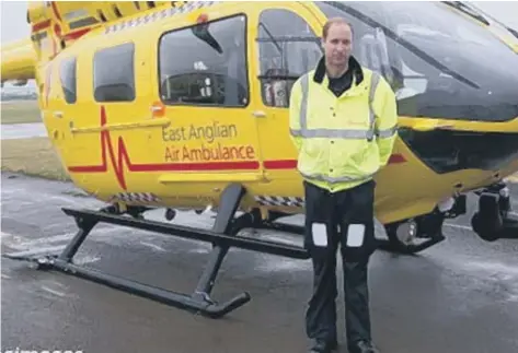  ??  ?? Prince William with an air ambulance. Pic: PA