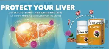  ?? ?? BIO-LIFE Livasil provides you with the high strength of milk thistle extract.