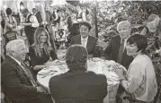  ?? New York Times file ?? President Donald Trump dines with Japanese Prime Minister Shinzo Abe and their spouses, Melania and Akie, in February.