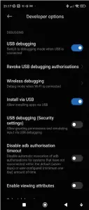  ?? ?? Android debug options to allow debugging and app installati­on via USB.