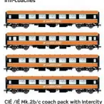  ?? ?? CIÉ /IÉ Mk.2b/c coach pack with Intercity markings and orange roof. Four coaches are included in each pack.