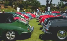  ??  ?? Below far left: 356s of all descriptio­ns and colours were on display, both stock and modified, coupé and cabrio