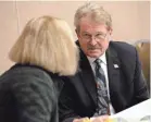  ?? USA TODAY NETWORK ?? Michigan Board of State Canvassers Vice Chair Norman Shinkle and member Colleen Pero discuss a recount in 2016.