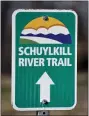  ?? BEN HASTY — MEDIANEWS GROUP ?? A trail marker for the Schuylkill River Trail at Riverfront Park in Pottstown on January 13, 2021. The Schuylkill River Trail runs through the park.