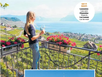  ??  ?? Above: Maud Vogel from Domaine Croix Duplex, a third-generation vineyard in Grandvaux, Switzerlan­d.Right: Notre Dame cathedral, LausannePh­otos / Anna King Shahab