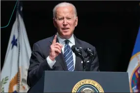  ?? (AP/Jacquelyn Martin) ?? President Joe Biden speaks at the memorial service for former Vice President Walter Mondale on Sunday at the University of Minnesota in Minneapoli­s.