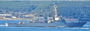  ??  ?? ALLY The USS Donald Cook destroyer is in the region to back up Ukraine’s armed forces