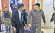  ?? AP ?? Britain’s new PM Rishi Sunak (left) made his first visit to Kyiv, where he met Ukrainian President Volodymyr Zelensky and pledged to continue the firm support for Ukraine.