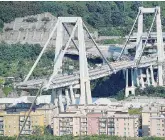  ?? Ansa ?? Il crollo del 14 agosto ’18 Il collasso del Ponte Morandi sull’A10 a Genova causò la morte di 43 persone e 11 feriti