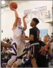  ?? RANDY MEYERS - FOR THE MORNING JOURNAL ?? Keystone’s Ethan Sokolowski puts up a shot on Jan. 15.