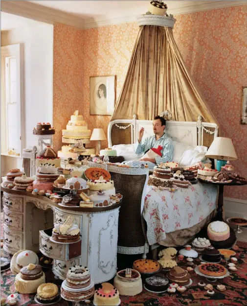  ??  ?? Tim Walker, Self-Portrait with Eighty Cakes, 2008; from Feast for the Eyes (Aperture, 2017)